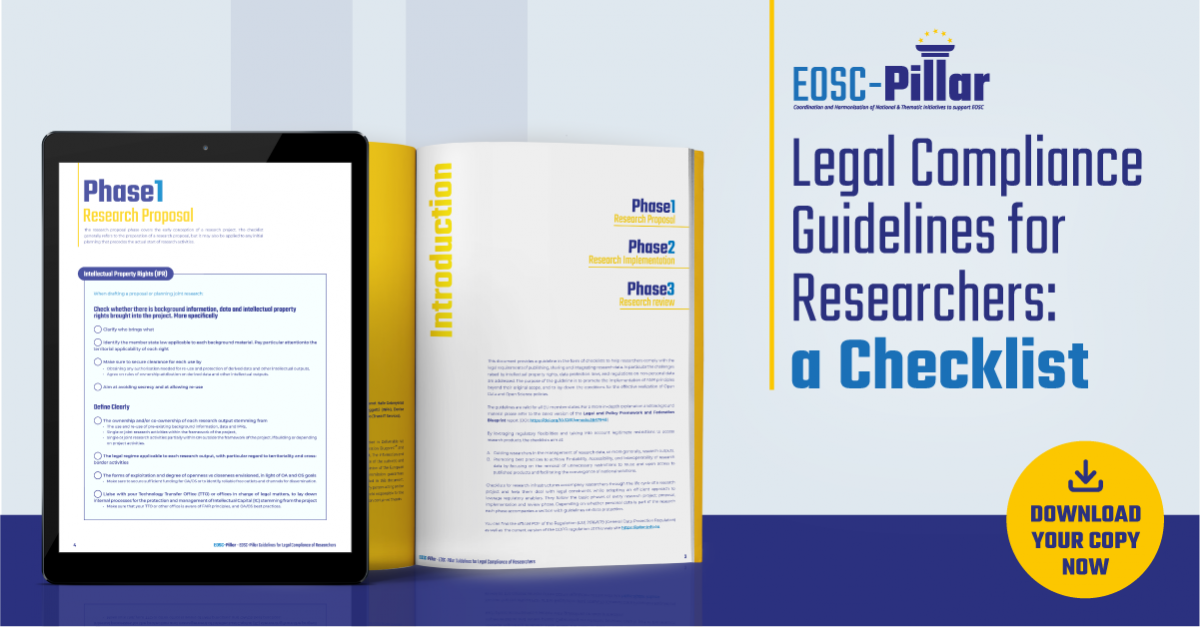 EOSCPillar Legal Compliance Guidelines for Researchers a Checklist